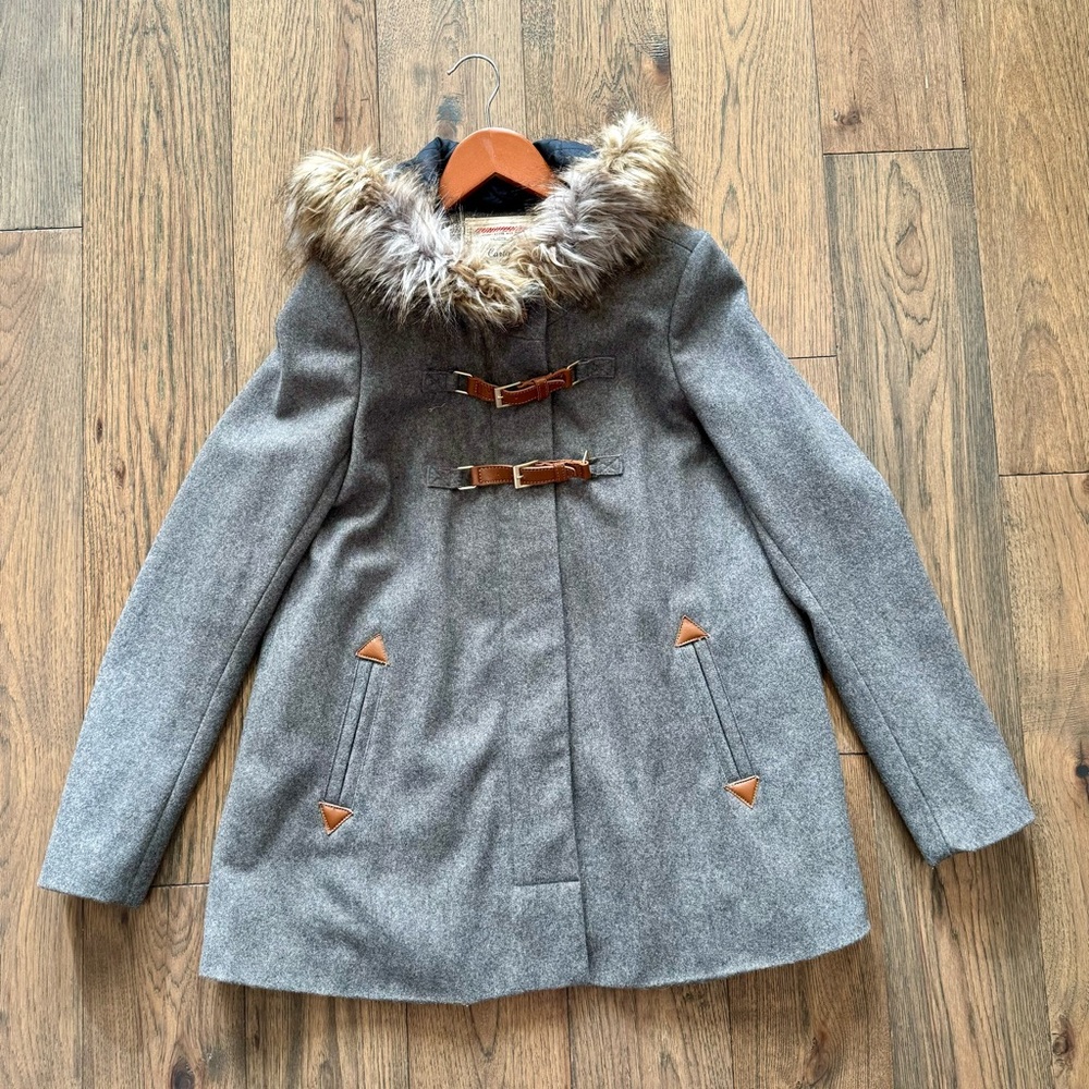 Anthropologie grey wool hood coat size 6